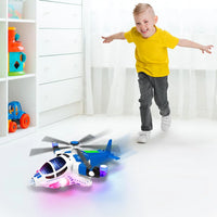 HKM-111251 Friction-Powered Helicopter Toy for Kids - Plastic Airplane Model, Ages 2 to 13