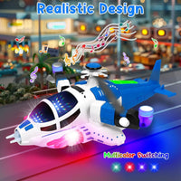 HKM-111251 Friction-Powered Helicopter Toy for Kids - Plastic Airplane Model, Ages 2 to 13
