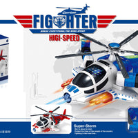 HKM-111251 Friction-Powered Helicopter Toy for Kids - Plastic Airplane Model, Ages 2 to 13