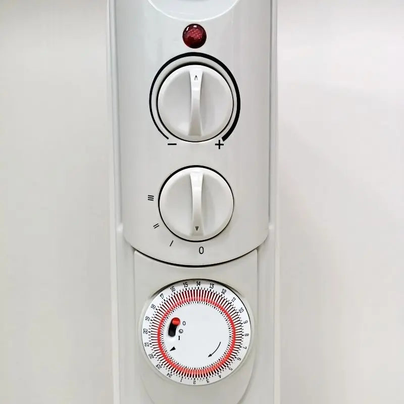 KTX-111379 Electric Oil Filled Radiator Heater with Timer - 1500W/2000W/2500W Adjustable Thermostat, Overheat & Tip-Over Protection for Indoor Use