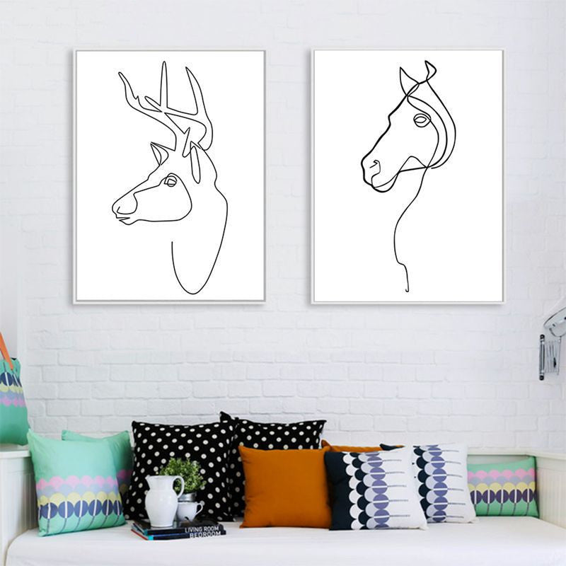 HKM-111443 Abstract Animal Decorative Painting for Living Room - Modern Single Piece Canvas Art (50x40 cm)