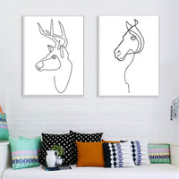 HKM-111443 Abstract Animal Decorative Painting for Living Room - Modern Single Piece Canvas Art (50x40 cm)