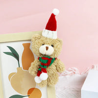 HKM-111443 Christmas Plush Teddy Bear Toy - 12cm Soft Stuffed Animal with Scarf and Hat for Kids