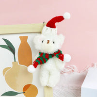 HKM-111443 Christmas Plush Teddy Bear Toy - 12cm Soft Stuffed Animal with Scarf and Hat for Kids