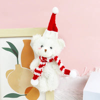 HKM-111443 Christmas Plush Teddy Bear Toy - 12cm Soft Stuffed Animal with Scarf and Hat for Kids