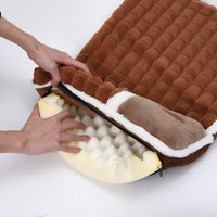 HKM-111571 Large Grid Rabbit Fur Pet Floor Mat in Caramel, Light Green, and Lavender Purple - Multiple Sizes Available