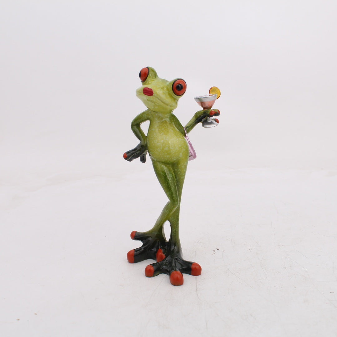 HKM-111699 Resin Frog Decor for Living Room and Study - Pastoral Style Home Accent