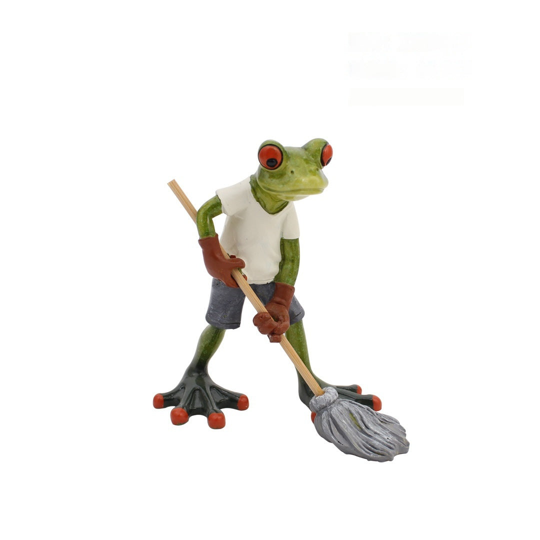 HKM-111699 Resin Frog Decor for Living Room and Study - Pastoral Style Home Accent