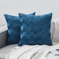 HKM-111827 Velvet Striped and Plaid Pillow Cover for Sofa and Car - Soft, Modern 45x45cm Cushion Cover