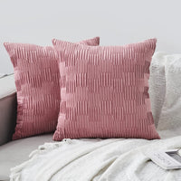 HKM-111827 Velvet Striped and Plaid Pillow Cover for Sofa and Car - Soft, Modern 45x45cm Cushion Cover