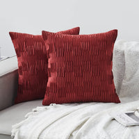 HKM-111827 Velvet Striped and Plaid Pillow Cover for Sofa and Car - Soft, Modern 45x45cm Cushion Cover