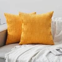 HKM-111827 Velvet Striped and Plaid Pillow Cover for Sofa and Car - Soft, Modern 45x45cm Cushion Cover