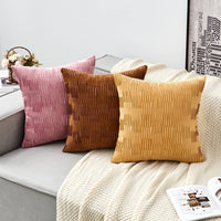 HKM-111827 Velvet Striped and Plaid Pillow Cover for Sofa and Car - Soft, Modern 45x45cm Cushion Cover