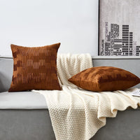 HKM-111827 Velvet Striped and Plaid Pillow Cover for Sofa and Car - Soft, Modern 45x45cm Cushion Cover