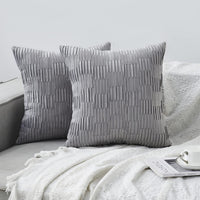 HKM-111827 Velvet Striped and Plaid Pillow Cover for Sofa and Car - Soft, Modern 45x45cm Cushion Cover