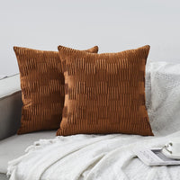 HKM-111827 Velvet Striped and Plaid Pillow Cover for Sofa and Car - Soft, Modern 45x45cm Cushion Cover