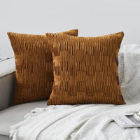 HKM-111827 Velvet Striped and Plaid Pillow Cover for Sofa and Car - Soft, Modern 45x45cm Cushion Cover
