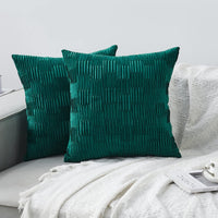 HKM-111827 Velvet Striped and Plaid Pillow Cover for Sofa and Car - Soft, Modern 45x45cm Cushion Cover