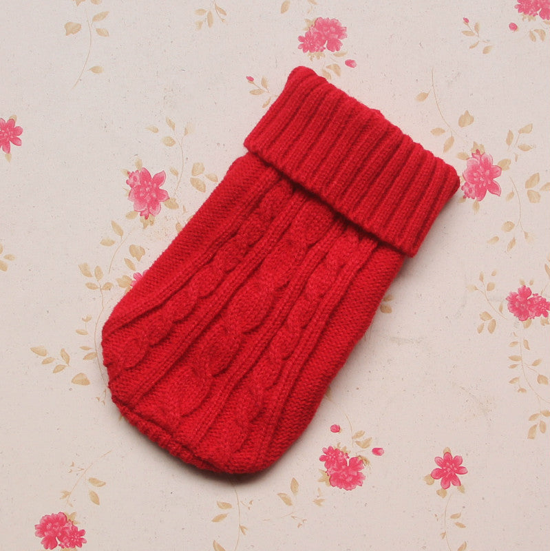 HKM-112019 Stylish Knitted Wool Dog Sweater with Fabric Buttons in Various Sizes