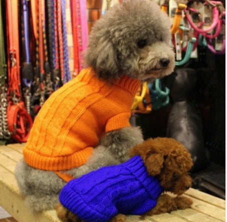 HKM-112019 Stylish Knitted Wool Dog Sweater with Fabric Buttons in Various Sizes