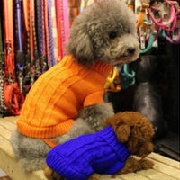 HKM-112019 Stylish Knitted Wool Dog Sweater with Fabric Buttons in Various Sizes