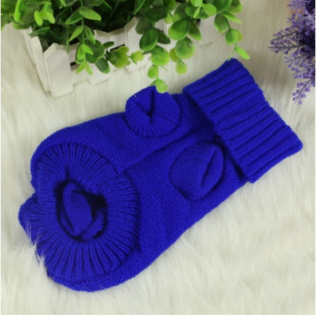 HKM-112019 Stylish Knitted Wool Dog Sweater with Fabric Buttons in Various Sizes