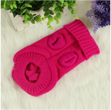 HKM-112019 Stylish Knitted Wool Dog Sweater with Fabric Buttons in Various Sizes