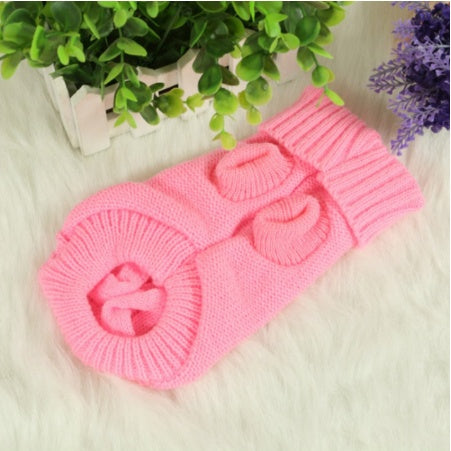 HKM-112019 Stylish Knitted Wool Dog Sweater with Fabric Buttons in Various Sizes