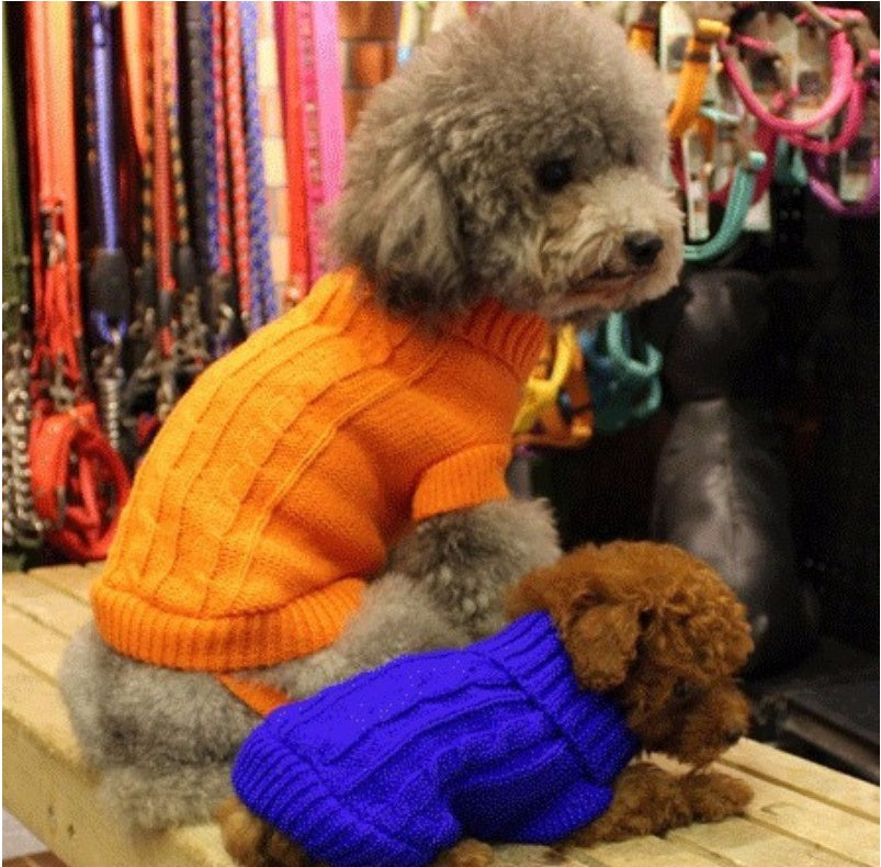 HKM-112019 Stylish Knitted Wool Dog Sweater with Fabric Buttons in Various Sizes