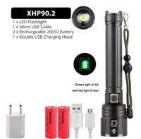 HKM-112019 USB Rechargeable Glare Flashlight with Power Display and Zoom Function