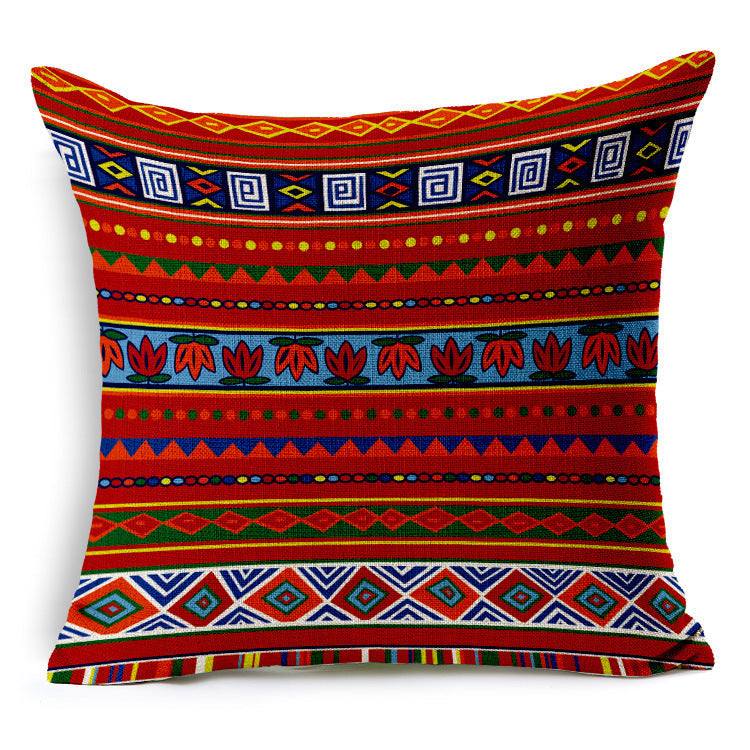HKM-112147 Bohemian Ethnic Stripe Linen Cotton Hemp Cushion Cover for Sofas and Chairs