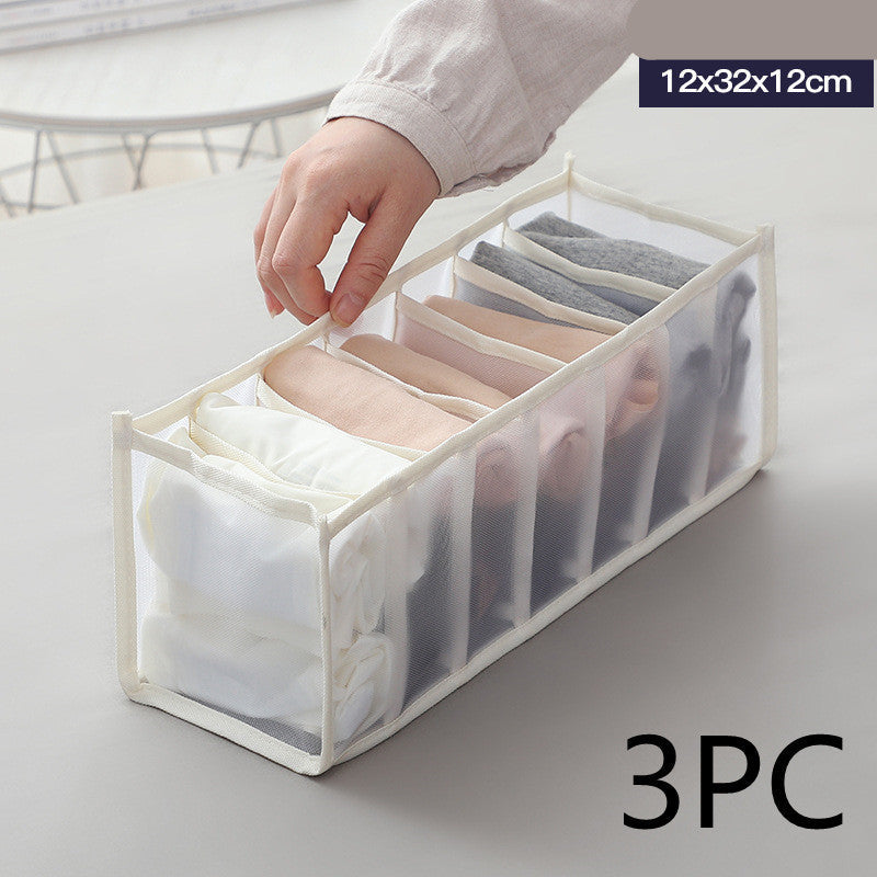 KTX-112531 Underwear Storage Bag Set - Multi-Grid Organizer for Bras, Panties, and Socks in Various Colors