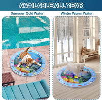 HKM-112595 Water Sensory Play Mat for Cats and Dogs - Interactive Cooling Exercise Pad with Floating Toys