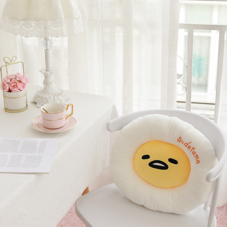 HKM-112723 Cartoon Plush Egg Cushion - 40 cm Round or 40x45 cm Square for Living Room, Bedroom, and Outdoor Use