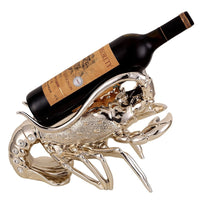 HKM-112851 Rose Gold and Elegant Silver Lobster Wine Rack Ornament Crafted from Natural Resin