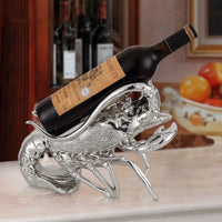 HKM-112851 Rose Gold and Elegant Silver Lobster Wine Rack Ornament Crafted from Natural Resin