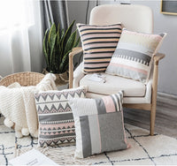HKM-113043 Modern Cotton Canvas Embroidery Pillow - 45x45cm Fiber Filled Cushion