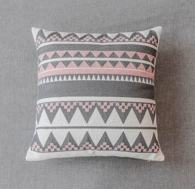 HKM-113043 Modern Cotton Canvas Embroidery Pillow - 45x45cm Fiber Filled Cushion