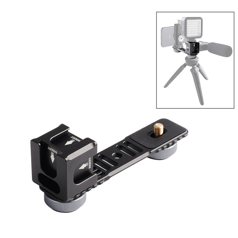 HKM-113107 Aluminum Alloy Four-Head Hot and Cold Shoe Base Bracket for Gimbals and Accessories