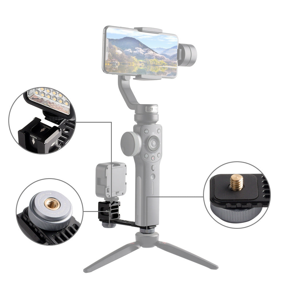 HKM-113107 Aluminum Alloy Four-Head Hot and Cold Shoe Base Bracket for Gimbals and Accessories