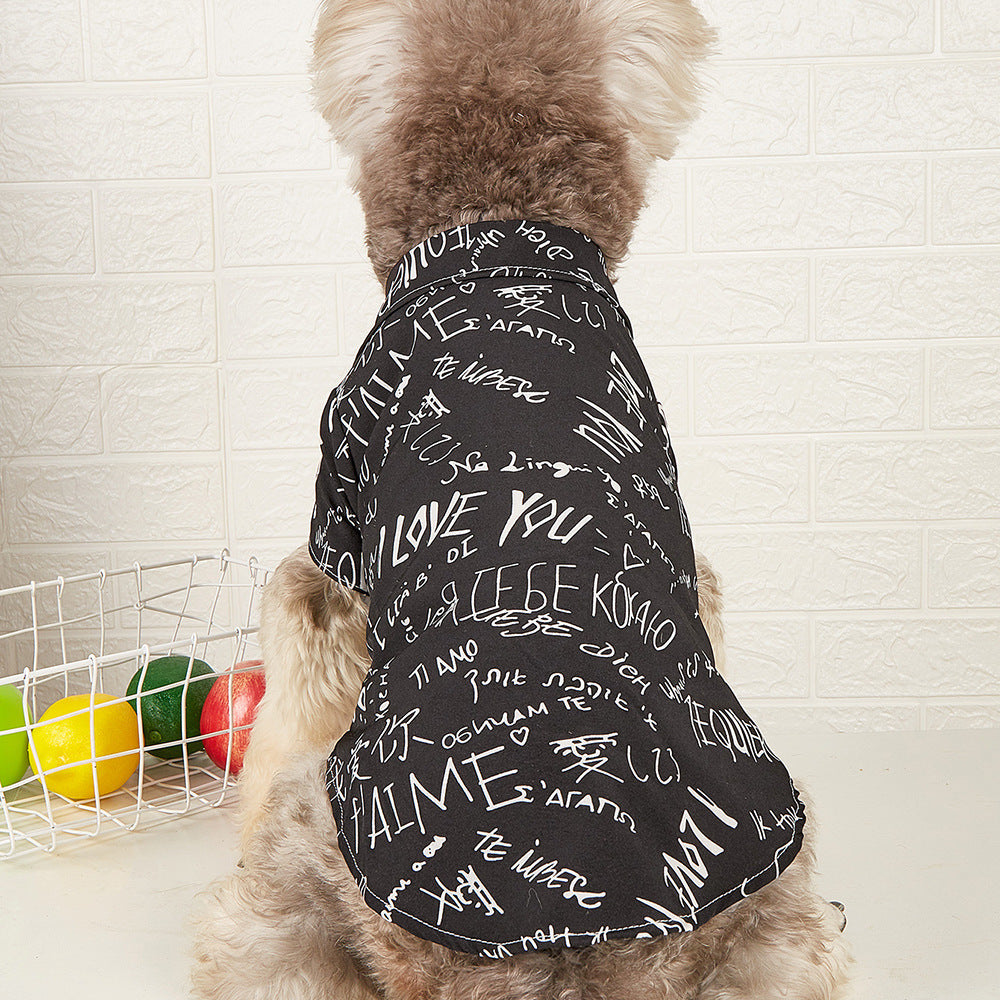 HKM-113171 I Love You Letter Print Cotton Shirt for Small Dogs - Available in XS to XL