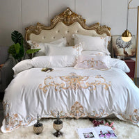 HKM-113235 Luxury Cotton Four-Piece Bedding Set with Floral Design in Various Colors