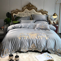 HKM-113235 Luxury Cotton Four-Piece Bedding Set with Floral Design in Various Colors