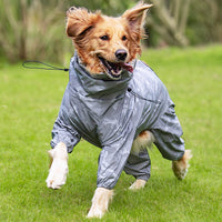 HKM-113235 Waterproof Reflective Raincoat for Large Dogs and Pets in Silver and Emerald Green
