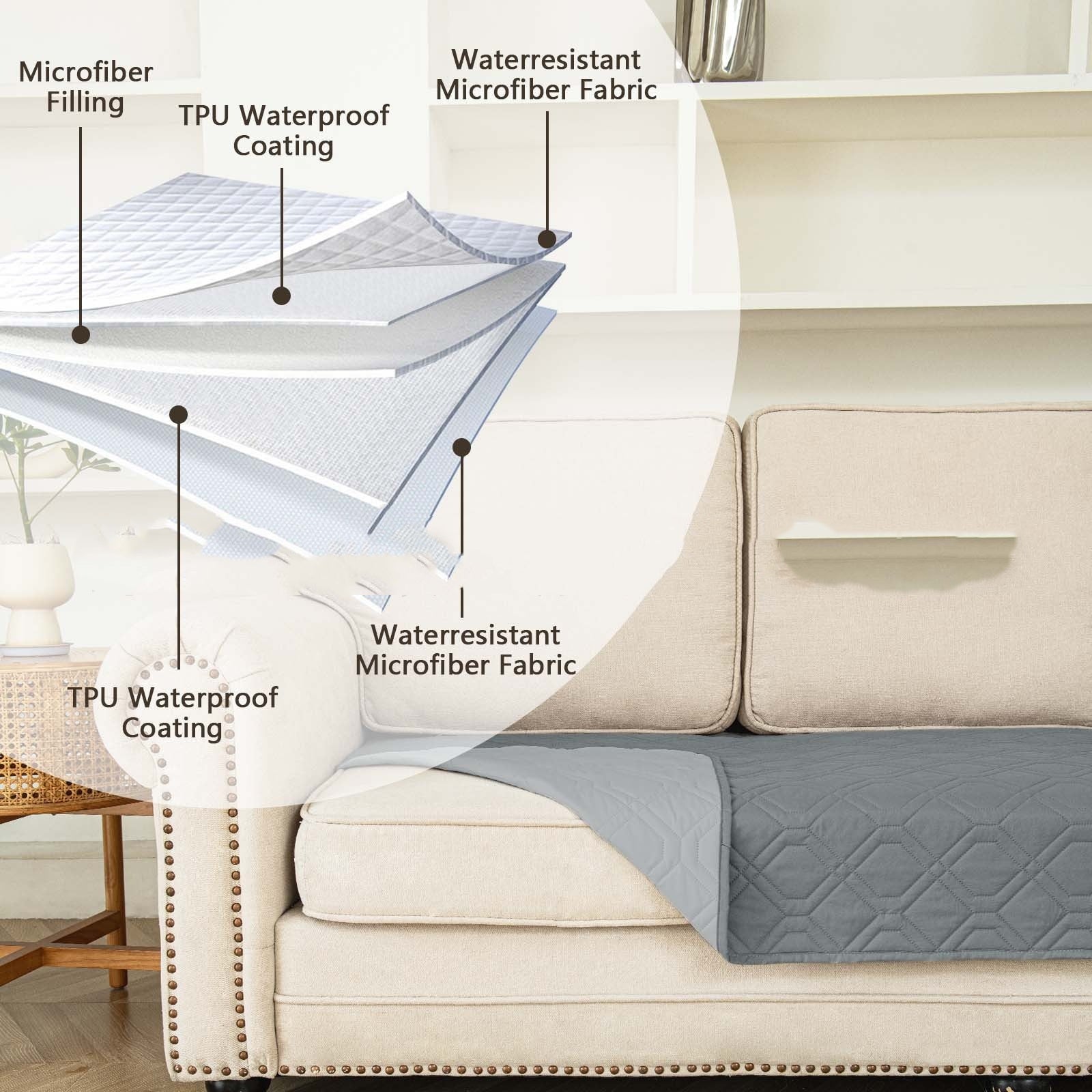 HKM-113299 Contrast Color Double-sided Waterproof Pet Sofa Cushion
