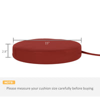 HKM-113299 Round Seat Cushions Set of 4 for Dining and Bistro Chairs, Wine Red, Machine Washable, 15 Diameter x 2.8 High