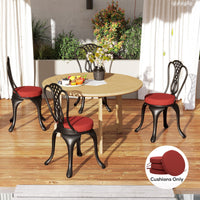 HKM-113299 Round Seat Cushions Set of 4 for Dining and Bistro Chairs, Wine Red, Machine Washable, 15 Diameter x 2.8 High