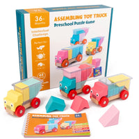 HKM-113747 Creative Wooden DIY Assemble Blocks Car for Educational Play and Parent-Child Engagement