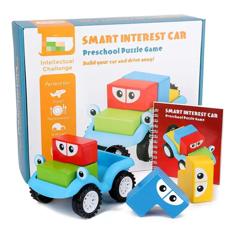HKM-113747 Creative Wooden DIY Assemble Blocks Car for Educational Play and Parent-Child Engagement