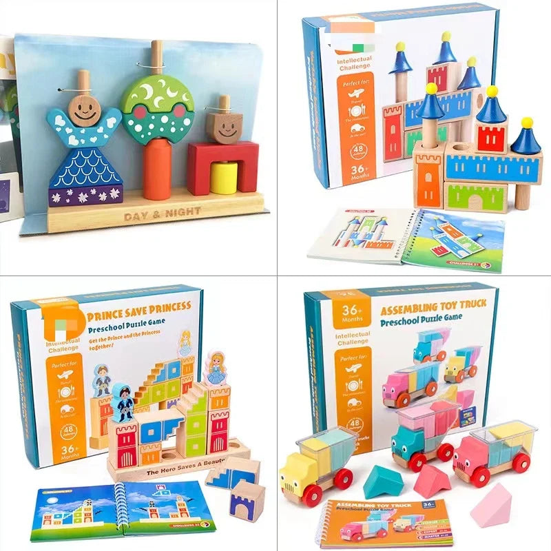 HKM-113747 Creative Wooden DIY Assemble Blocks Car for Educational Play and Parent-Child Engagement